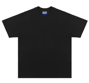 Moda negro peso pesado 95% algodón, 5% Spandex Color sólido de gran tamaño cuello redondo Camiseta para hombres - Product Image 4