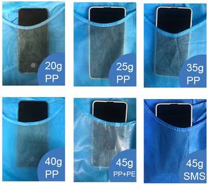 Vêtements de protection médicale jetables pour adultes à manches longues Non-tissé usure inversée manchette élastique robe d'isolation polypropylène - Product Image 6