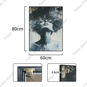 Pintura Abstracta de Figura con Textura de Espuma y Detalles en Lámina Dorada, Chica Negra Moderna, Decoración de Pared 3D Vanguardista - Product Image 2