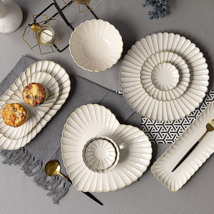 Assiette de luxe pour restaurant moderne Assiettes de dîner en porcelaine bleue Ustensiles de cuisine Vaisselle Ensemble de vaisselle ronde Assiette - Product Image 6