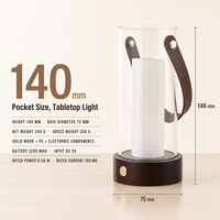 Lampe de poche portable, veilleuse avec poignée en cuir, rechargeable, base en acrylique 3 couleurs, LED pour une décoration moderne et créative de la maison