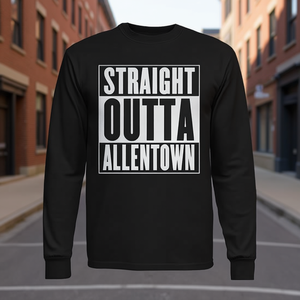 Maglietta a maniche lunghe Straight Outta Allentown, maglietta promozionale unisex nera - Product Image 3