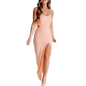 Gaun malam payet kustom untuk wanita, gaun malam payet seksi bertali Spaghetti elegan untuk pesta - Product Image 4