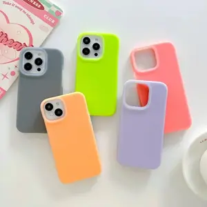 Capa de silicone líquido gelatinoso para celular feminino, capa superfina à prova de choque para o iphone 11 12 13 14 15 plus pro max