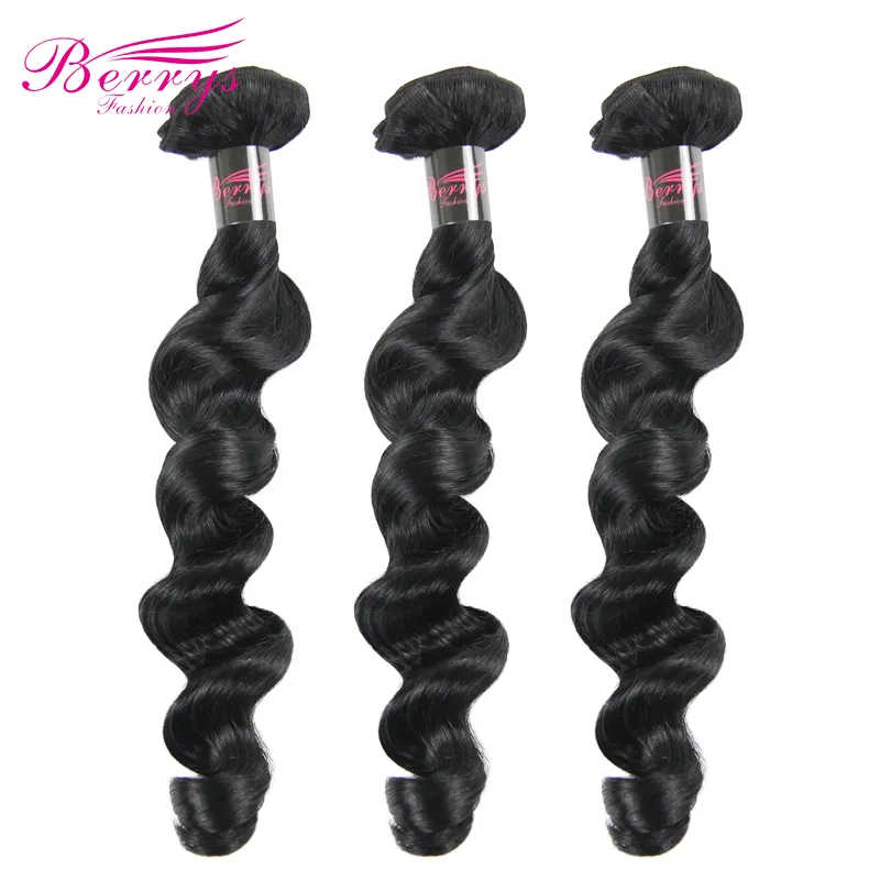 Berrys Fashion 10-30 zoll Loose Wave Human Hair Extension Unprocessed Indian Virgin Hair Weave Natural Black Bundles