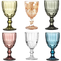 Verres à vin vintage en cristal coloré gaufré, prix de gros abordable, couleurs personnalisables, capacité 200-300 ml, qualité alimentaire