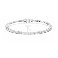 KRUP JEWELS Modèle KJB 12 Bracelet barre en or massif 14K unisexe de luxe, serti de diamants de laboratoire taille baguette East West 4,00 x 2,00 mm