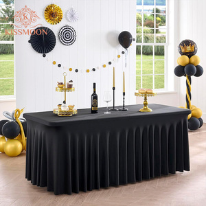 Wholesale 6FT <strong>Black</strong> Stretch Spandex <strong>Table</strong> Cover Standard Folding <strong>Tables</strong> Rectangular Fitted <strong>Table</strong> <strong>Clothes</strong> for Wedding Tablecloth - Product Image 1