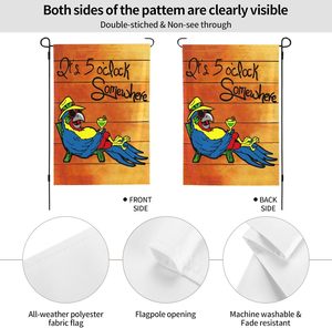 5 O'<span class=keywords><strong>Clock</strong></span> Somewhere トロピカルビーチガーデンフラッグ 12x18 インチ 屋外/屋内装飾 春夏 ファームハウスデザイン - Product Image 4