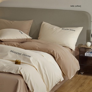 <span class=keywords><strong>Autunno</strong></span> inverno Anti-polvere acaro 300TC stile europeo-americano in tinta unita ricamato copriquilino Set lenzuola - Product Image 4