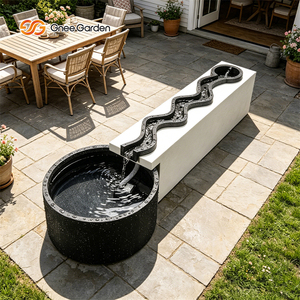 Bac à fleurs paysager en acier sur mesure avec débit d'eau, fontaine de jardin extérieure et bassin à poissons - Product Image 3