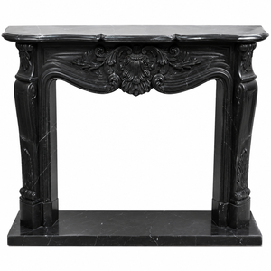 Chimenea Tradicional de Mármol con Tallado Ornamental, de Piedra Negra, para Interiores, con Leña, para Sala de Estar - Product Image 2
