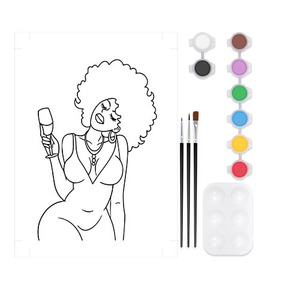 Kit de peinture sur toile de portrait pré-dessiné DIY pour adultes et enfants, décoration de la maison et cadeau de fête, kit de peinture sur toile et de dégustation - Product Image 2