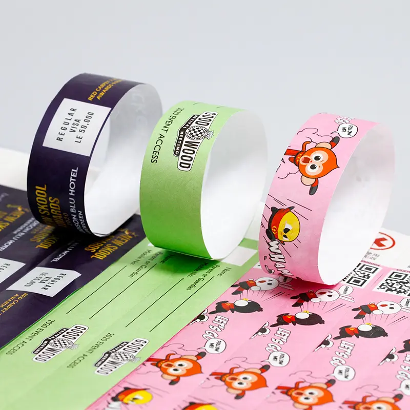 Promotional Cheap Disposable Custom Logo Bracelet Tyvek Paper Wristband For Holiday Event Party