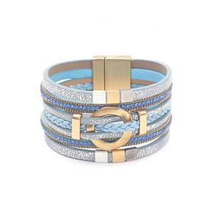 Pulsera de Cuero para Hombre, Artículo Profesional de Alta Rentabilidad, Incrustaciones de Madreperla, Regalo Navideño para Mujer, Acero, Color Original - Product Image 1