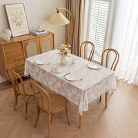 Nappe de table moderne simple blanc pur transparent dentelle fraîche pompon hôtel décoration de la maison rectangulaire papillon fleur nappe