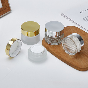 Bouteille de base à grille rouge nette soins de la peau pommade cosmétique pour les yeux échantillon d'essai fendu verre dépoli transparent vide - Product Image 1