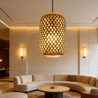 Lámpara Colgante de Bambú Tejida a Mano, Estilo Oriental, para Restaurante, Salón de Té, Decoración de Villa