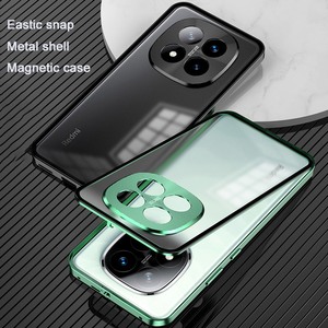 Funda Protectora Magnética Elástica con Marco Metálico para Xiaomi Redmi Note 14 <span class=keywords><strong>Pro</strong></span> / 14 <span class=keywords><strong>Pro</strong></span>+, Protector de Lente Transparente Esmerilado de PC, Cubierta Trasera - Product Image 1