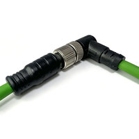 Cable adaptador Ethernet industrial M12 de 4 pines con código D hembra a RJ45 hembra, recto o en ángulo, con arnés de cableado personalizado
