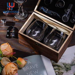 Logo kustom 16oz 480ml kacamata tanpa batang anggur merah bening kristal dengan aksesori kotak hadiah kayu untuk promosi - Product Image 4