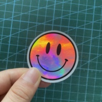 Autocollants holographiques personnalisés découpés au laser en vinyle adhésif permanent de haute qualité pour supermarchés