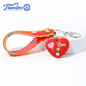 Customized Heart Shape Plastic PVC Rubber Keychain Festival Promotional Gifts Schoolbag Hanging 3D Key Chain