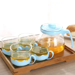 Théière chinoise bon marché 5 pièces, théière en verre Borosilicate résistant à la chaleur