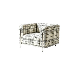 Fauteuil individuel en cuir véritable de style Bauhaus minimaliste italien avec mousse haute densité pour salon - Product Image 5