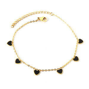 Joyería chapada en oro de acero inoxidable, tobilleras impermeables, colgante en forma de corazón, calzado, tobillera, joyería para mujer, accesorios - Product Image 5