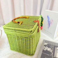 Nouveau panier de rangement carré en PP tressé, style chinois, ensemble cadeau de la Fête de la Mi-Automne, panier de courses portable pour la célébration du premier mois