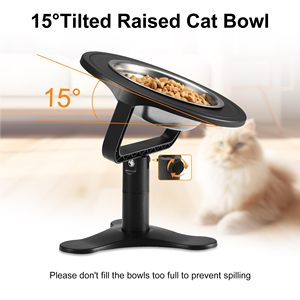 Gamelles surélevées pour chat Support réglable pour gamelles pour chat bols surélevés antidérapants en acier inoxydable avec inclinaison de 15 ° pour animaux de compagnie et chiot - Product Image 2