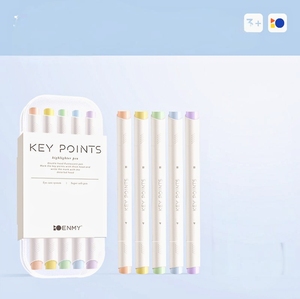 Surligneurs Morandi à double pointe avec pointe <span class=keywords><strong>de</strong></span> brosse ronde, couleur claire, logo personnalisable, fournitures scolaires non effaçables, lot <span class=keywords><strong>de</strong></span> 5 couleurs - Product Image 5