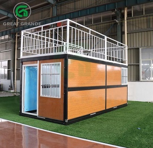 Casa contenedor plegable con barandillas de escaleras, casa prefabricada móvil, edificio Modular portátil, cabina de búnker al aire libre a la venta - Product Image 2