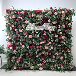 Simulation Leaf Wall Hanging Flower Small Green Roll Up Flower Wall Backdrop