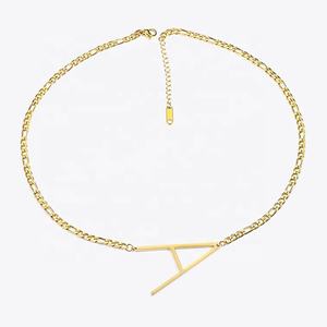 18K الذهب مطلي مجوهرات من صلب لا يصدأ الكوبية سلسلة قلادة بحرف الأولي المختنق للنساء قلادة P193042 - Product Image 3