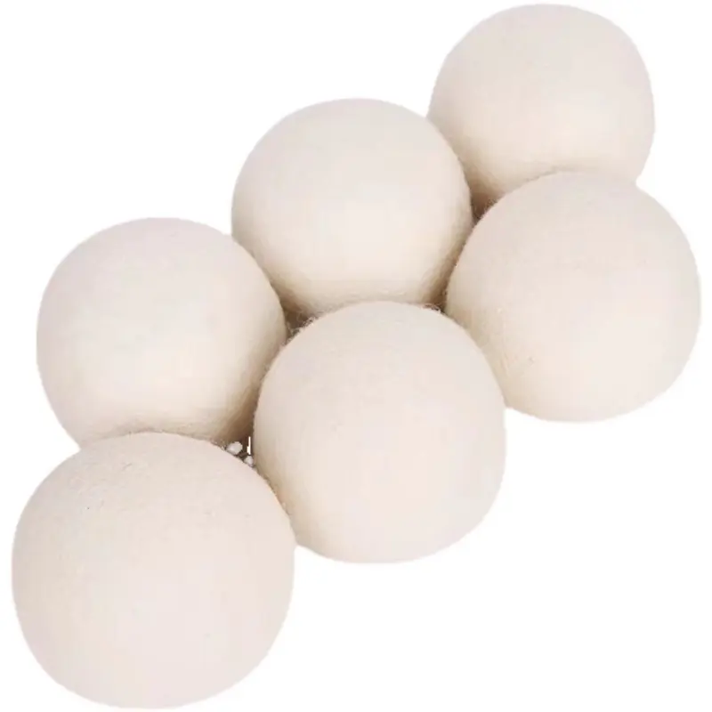 Paquete de 6 bolas ecológicas para secadora de lana, venta al por mayor, bola blanca para secadora de lana