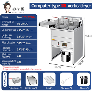 40Lデジタルディスプレイ業務用電気フライヤー110V/220V食品グレードステンレス鋼タイマー付きフライドポテトチキンファーストフード用 - Product Image 2