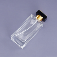 Bouteille de parfum en verre épaissi de luxe de haute qualité 100ml bouteille de vaporisateur de parfum en verre vide de parfum carré avec ensemble de couvercle en T