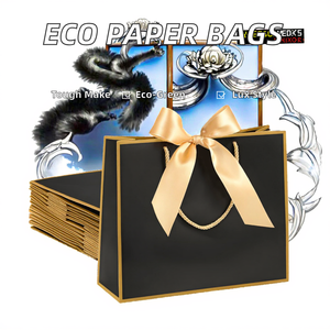 Sacs en papier blancs personnalisés écologiques avec poignées, promotionnels de luxe pour vêtements, chaussures, chaussettes, recyclables et enduits - Product Image 2