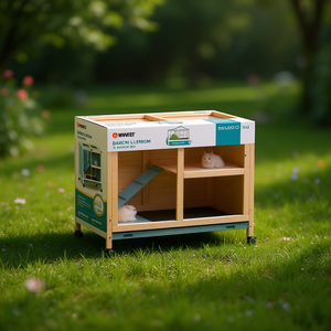 Cage à lapins VIVIT en bois, cage pour animaux de compagnie de taille moyenne, maison multifonctionnelle pour animaux de compagnie, meubles d'intérieur - Product Image 2