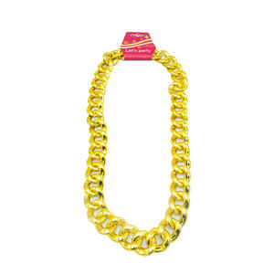 Chunky Color oro Hip Hop acrílico plástico plano grande <span class=keywords><strong>cubano</strong></span> cadena collar disfraz fiesta joyería al por mayor - Product Image 2