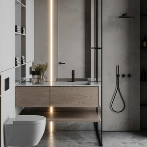 New Design Black Tall Narrow 36 Inch <strong>Bathroom</strong> Vanity Wood Cabinet Pvc Cabinets <strong>Corner</strong> <strong>Unit</strong> - Product Image 4