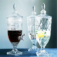 Distributeur de jus et de boissons en verre cristal sans plomb de haute qualité 2L avec robinet pour cuisine et mariage