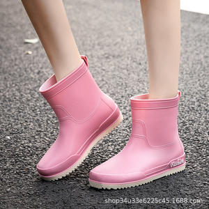 Botas de Lluvia para Mujer, Color Sólido, Parte Superior de Cuero Vacuno, Suela de Goma, Tacón Bajo de 1 cm, Antideslizantes, para Exteriores - Product Image 5