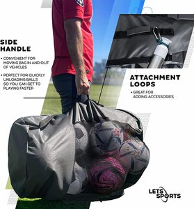 Sac de sport robuste à grande maille avec cordon de serrage, poche latérale et bretelles pour ballons de football, basketball, volleyball et autres équipes - Product Image 4