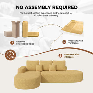 Canapé-lit convertible moderne incurvé et extensible en velours, mousse haute densité, sans assemblage, avec oreillers, pour chambre et salon - Product Image 5