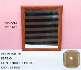 Espejo de Maquillaje de Pared 30x40 cm con Marco de Madera Rectangular de Una Sola Cara para Uso Estético - Product Image 3