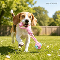 Jouet pour chien en corde de coton nouée, jouet à tirer tressé, jouet à mâcher pour animaux de compagnie noué à la main pour un jeu interactif