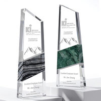 Trophée personnalisé en marbre cristallin, gravé au laser 3D, plaque pilière inclinée, reconnaissance d'employés d'entreprise